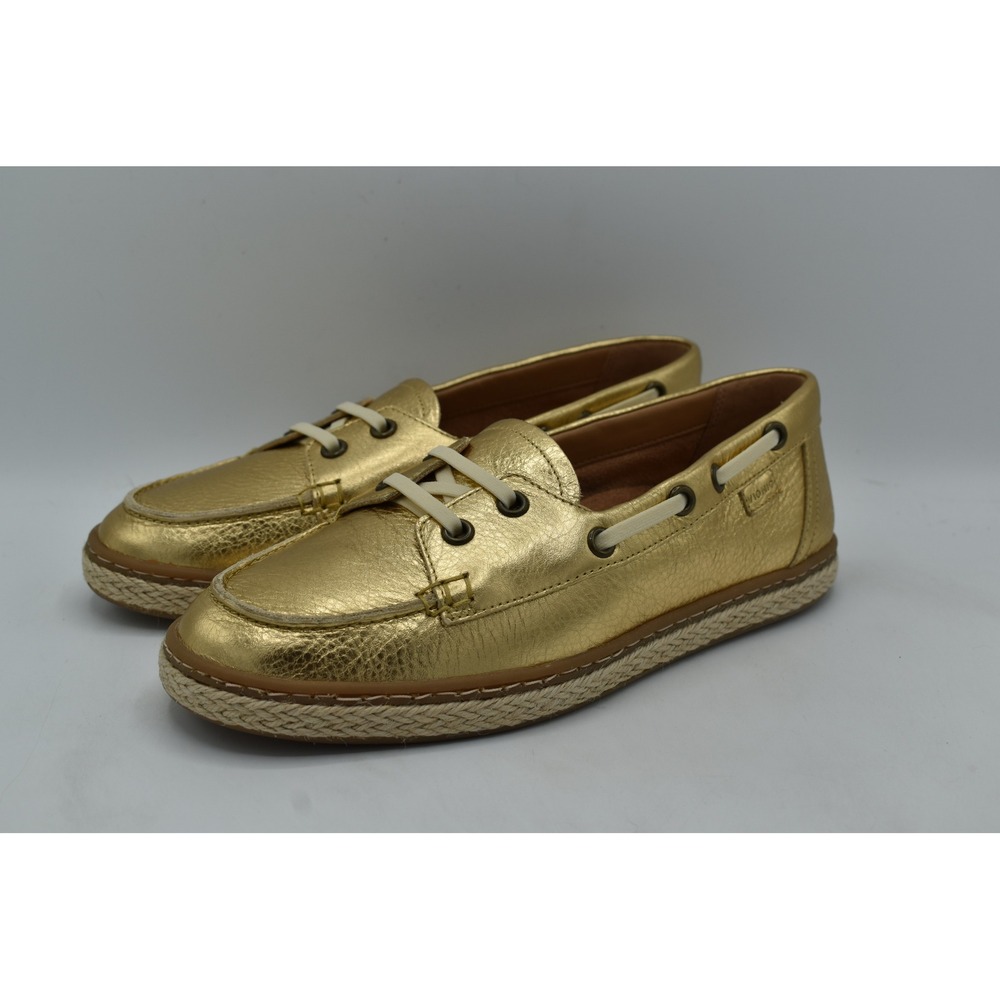 Voinic Womens Size 7 Bay Metallic Leather Gold Espadrille Boat Shoes Loafers
